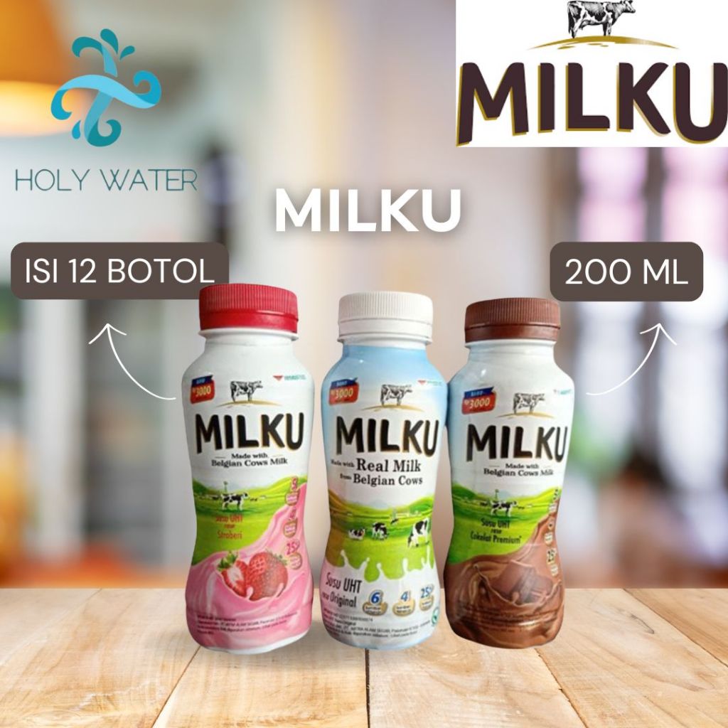 

MILKU COKLAT , PUTIH DAN STRAWBERY PACK 200 ML ISI 12 BOTOL - READY AQUA LEMINERAL, CLEO, PRISTINE, VIT Air Kemasan Botol Minuman Kardus