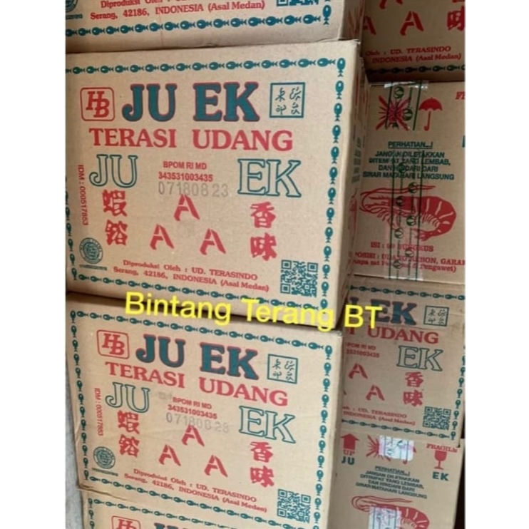 

Terasi Udang Juek JU EK Cap AAA 1 Dus Karton isi 80 pcs / Trasi Asli Medan No 1 Juek Besar per Dus isi 80 roll x 135 gr
