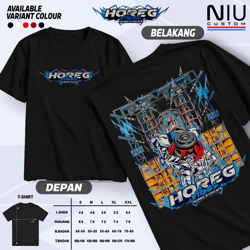 Kaos Horeg Robot Gundam / Kaos Sound System Audio / Baju Distro Horeg Terbaru / Tshirt Pria / Kaos S