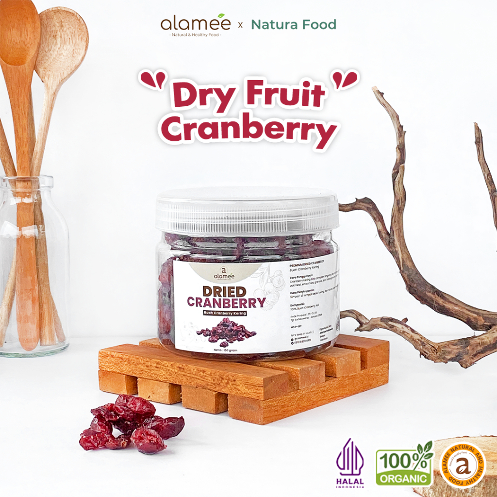 

ALAMEE Cranberry Kering Cemilan Buah Sehat Rendah Kalori Dried Cranberry Natural 100% Premium 150gr