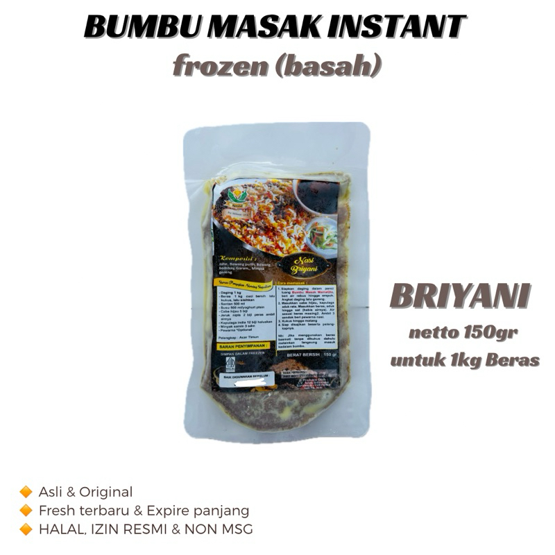 

BUMBU BASAH BRIANI 150gr Bumbu Instant Nasi Biryani Briyani biryani Instant Frozen
