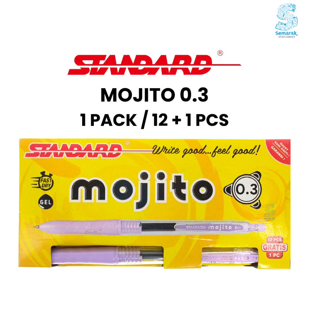 

Standard Mojito Retractable Gel Pen Pulpen Jel Cetek 0.3 mm - Hitam [1 Pack / 12 + 1 Pcs]