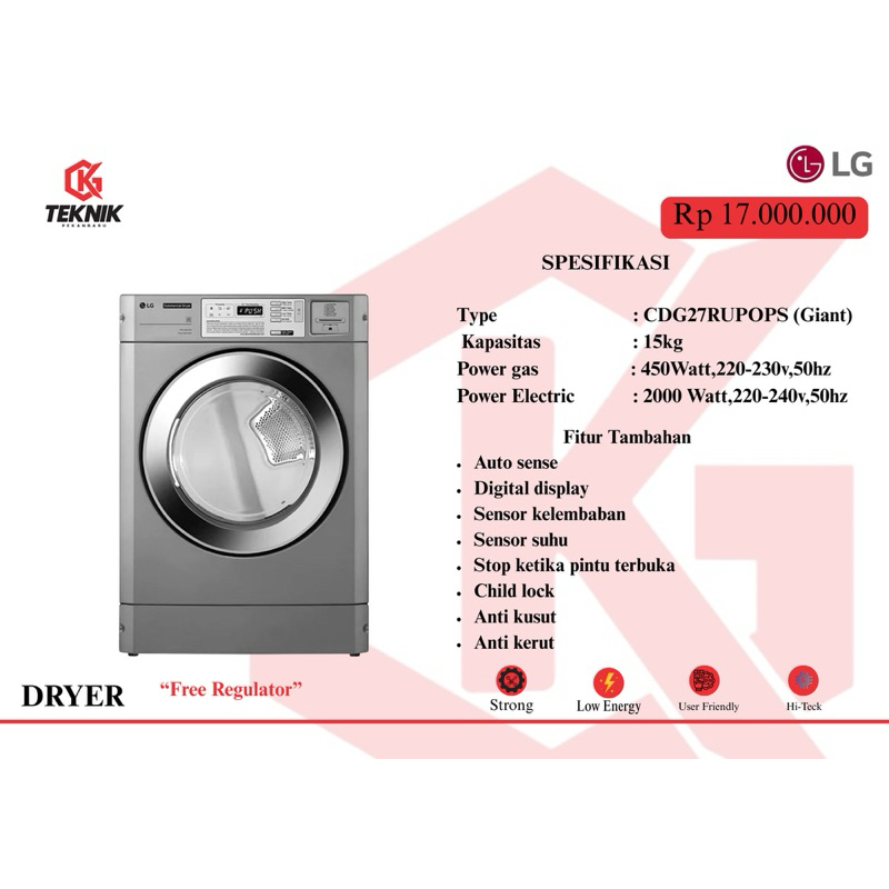 Dryer LG 15kg - Mesin Pengering 15kg - Mesin Laundry