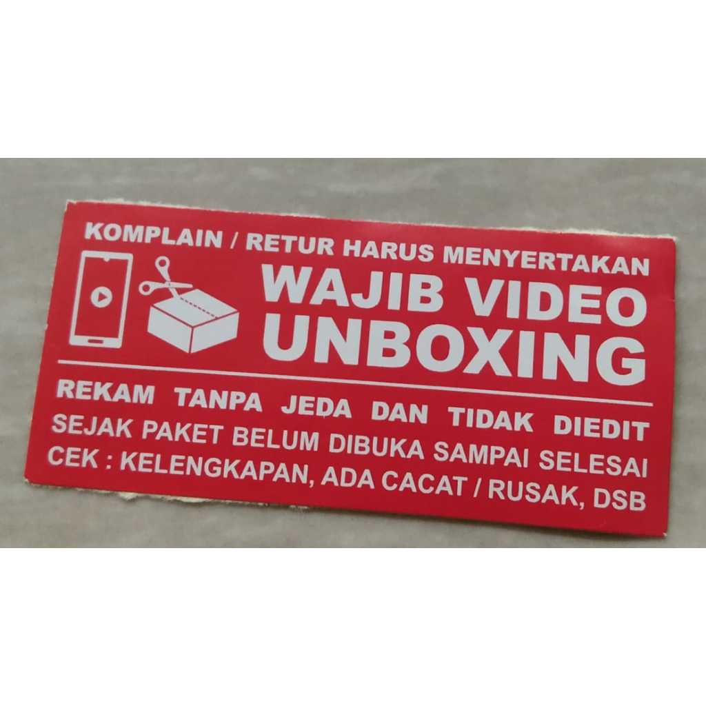 

Sticker Wajib Video Unboxing Ukuran 25x55mm Jual Perpcs