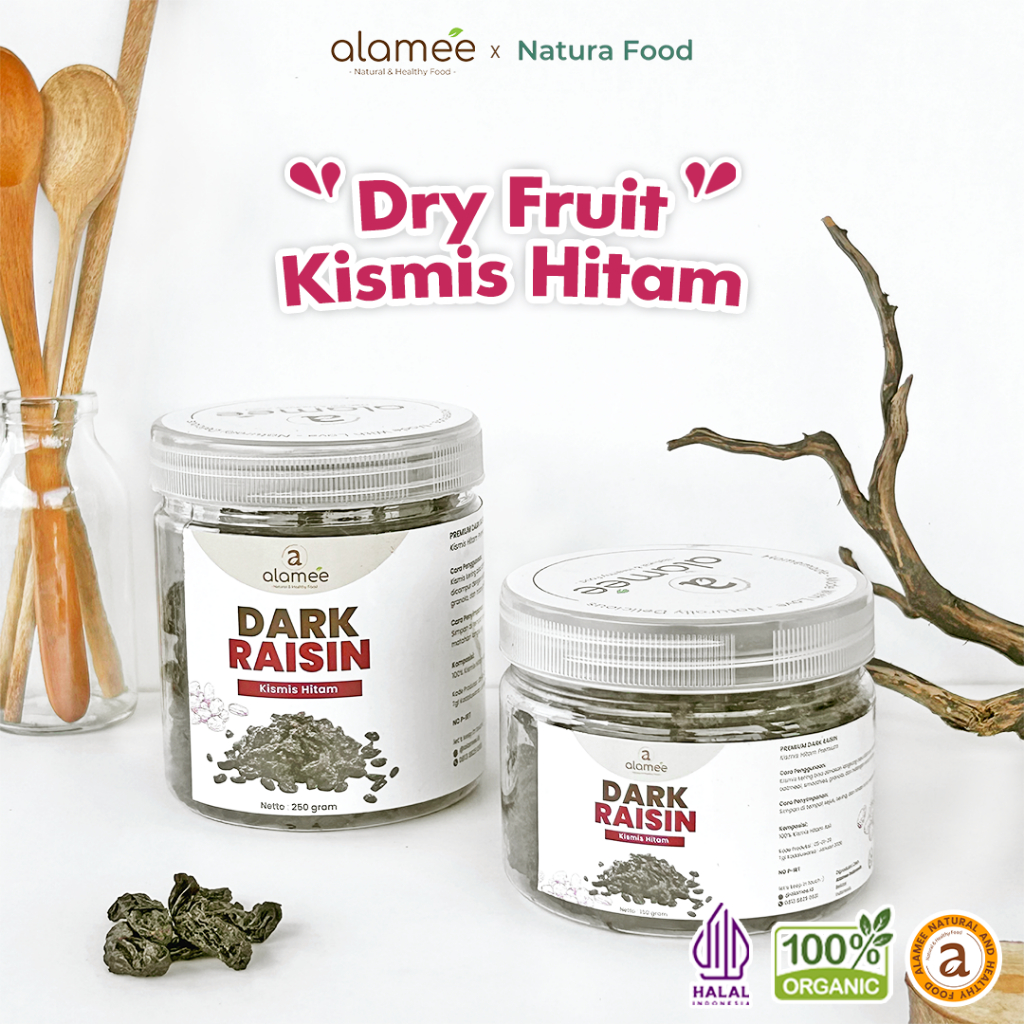 

ALAMEE Dark Raisin Cemilan Buah Sehat Kismis Hitam Manis Dried Fruit Black Raisin PREMIUM 250gr