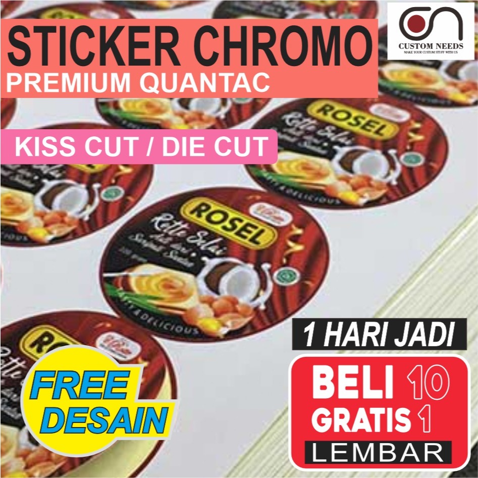 

CETAK STICKER CHROMO CUT A3+ / CETAK STIKER LABEL KEMASAN MAKANAN MINUMAN