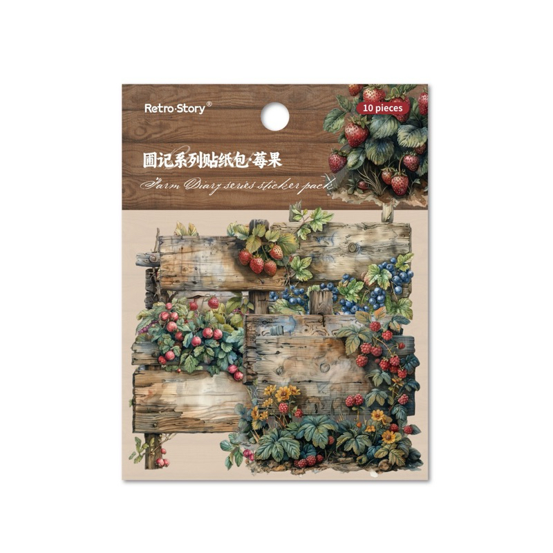 

(3EC) sticker transparan motif papan kayu buah ladang farm fruit wooden sign journaling