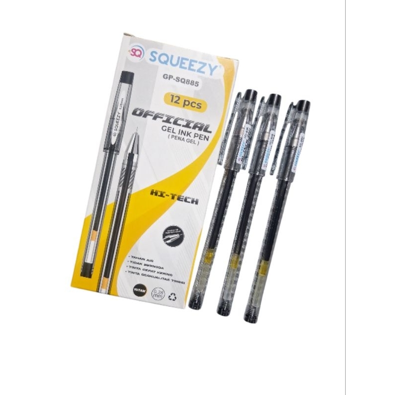 

Pulpen Gel Hi-Tech SQUEEZY 885/pena Gel Hitam 0.28mm/Pen Basah Cair/Pen Santri