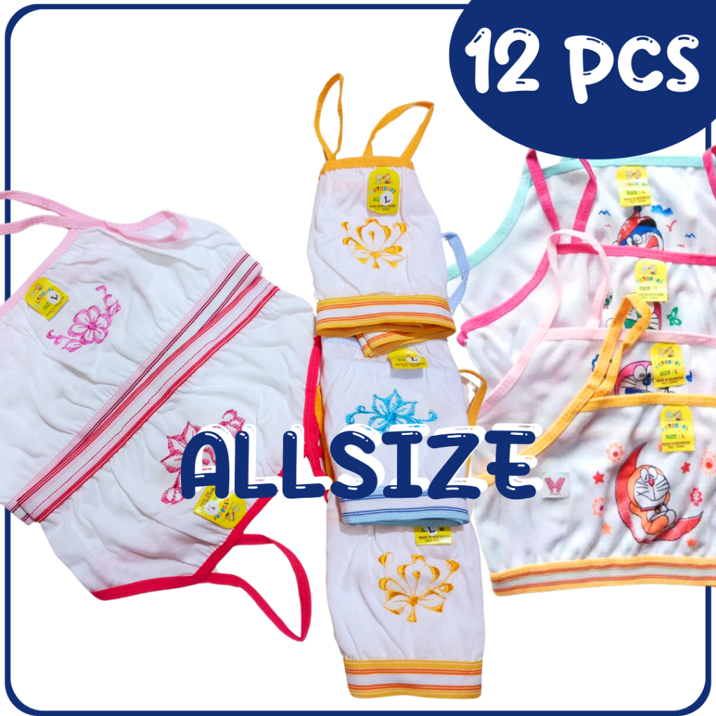 12 PCS Mini Set Anak Perempuan/ Miniset Tanpa Busa Remaja/BH Anak Perempuan/Pakaian Dalam Anak Tali 