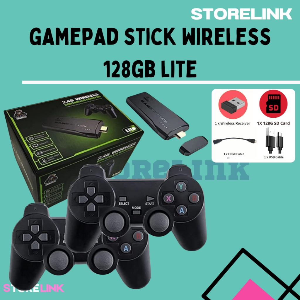 Game Stick Wireless 4K Dengan Gamepad HDMI TV Video Games 128GB Game Stick 4K ps 2 full game + stick