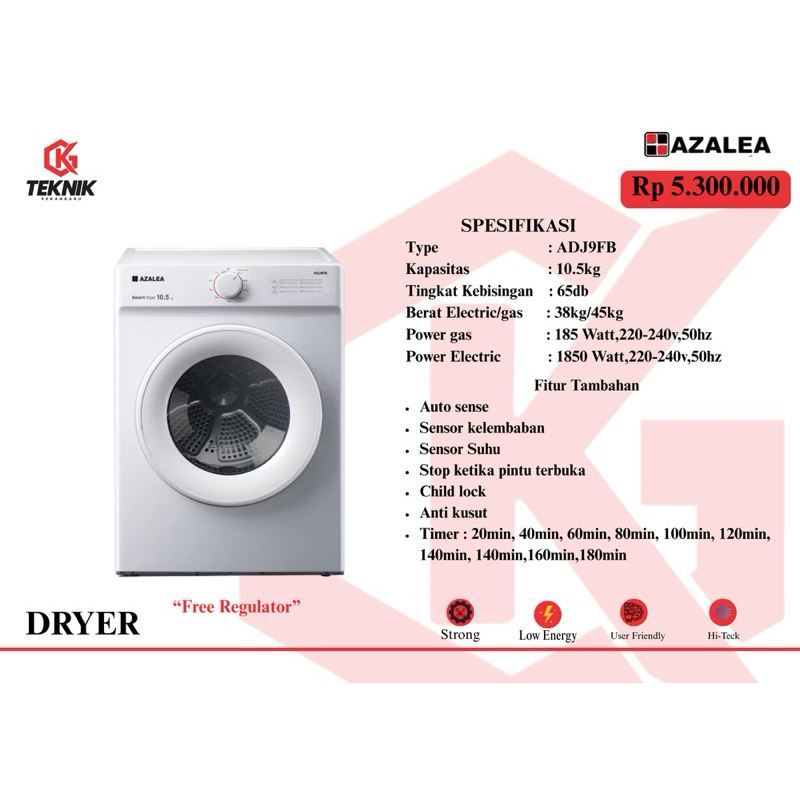 Dryer Azalea 10.5kg - Mesin Pengering Azalea 10.5kg - Mesin Laundry
