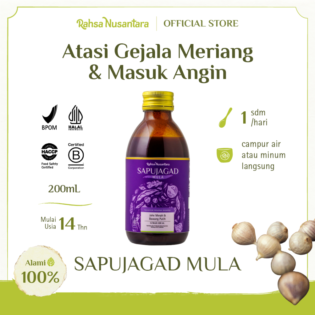 

NO_MORE Sapujagad Mula 200mL BPOM Rasa Lebih Ringan Jus Bawang Putih Tunggal by Rahsa Nusantara