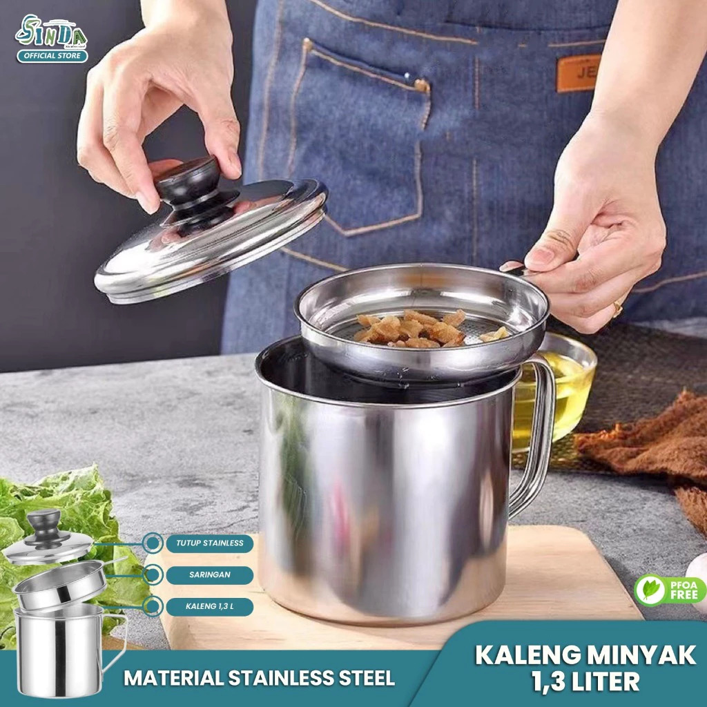 Sinda Oil Pot Wadah Saringan Minyak Stainles steel 1.3 Liter