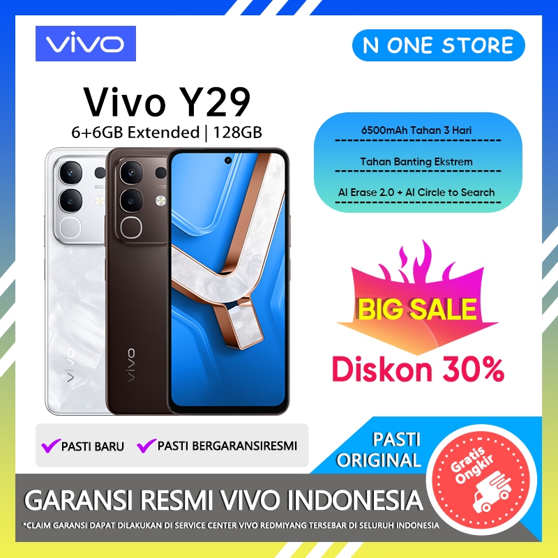 Hp Vivo Y29 6/128GB 8/128GB 8/256GB RAM 8GB+8GB Extended ROM 256GB Vivo Terbaru 2025 Garansi Resmi