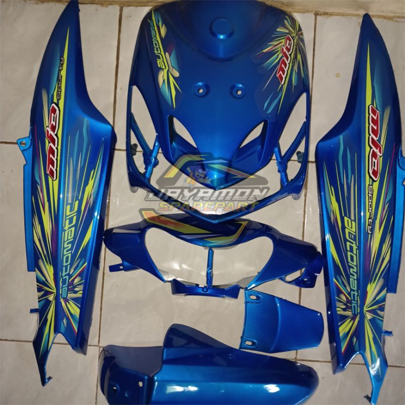 Cover body full halus motor yamaha mio smile 2008+striping warna biru muda