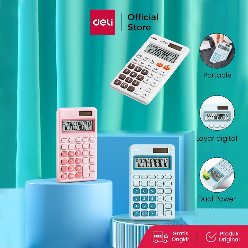 

Deli Desktop Calculator / Kalkulator Meja Mini Portable Dual Power Lucu 1200