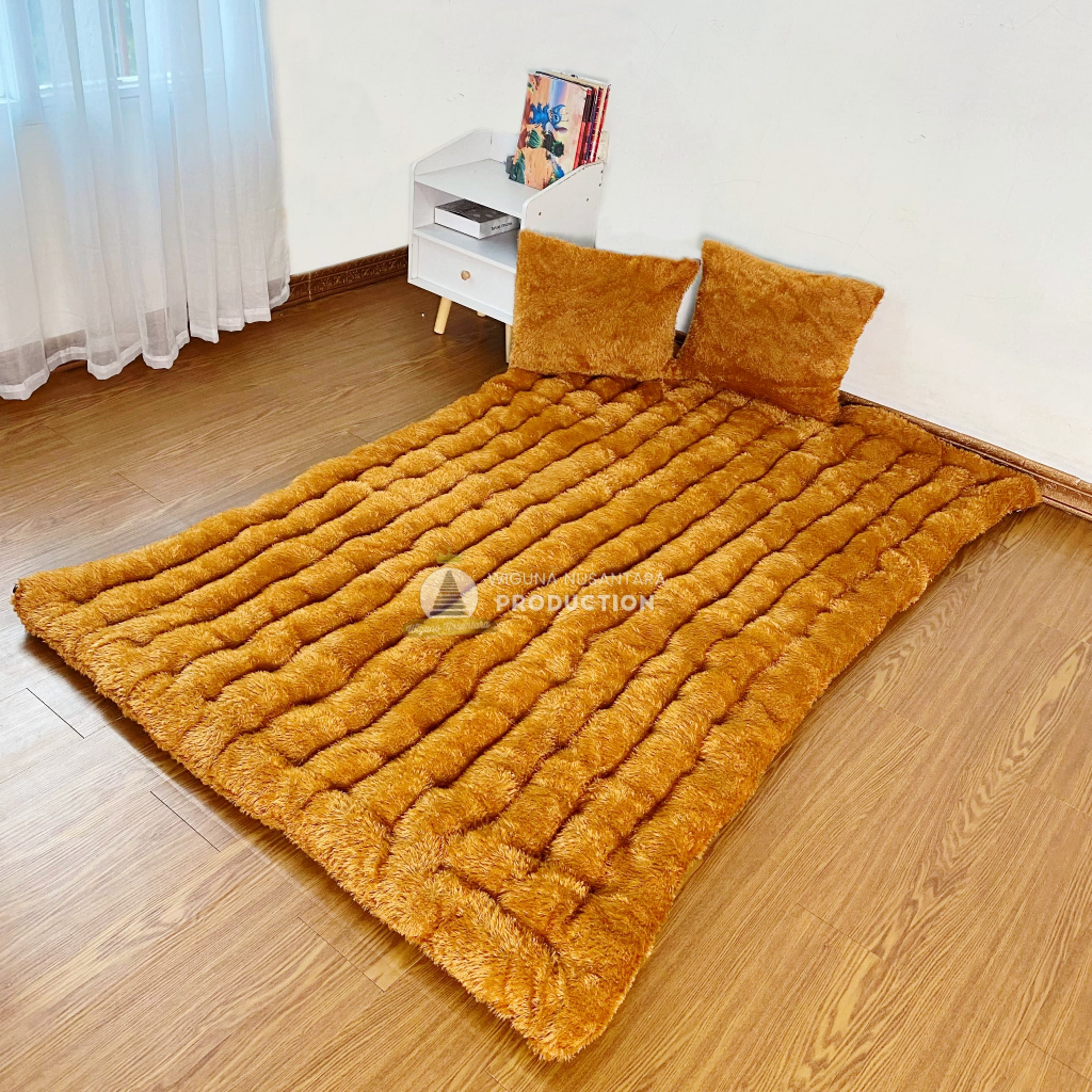 Kasur Gender Bulu 180 x 120 x 10 CM Plus 2 Bantal Kasur Lantai Bulu Rasfur  Muat 1 Orang