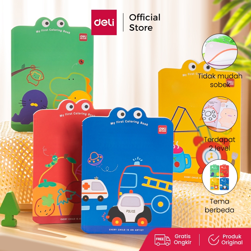 Deli Children Coloring Book / Buku Mewarnai Anak Balita 2 Level Dengan Tema dan Pelajaran Bahasa Man
