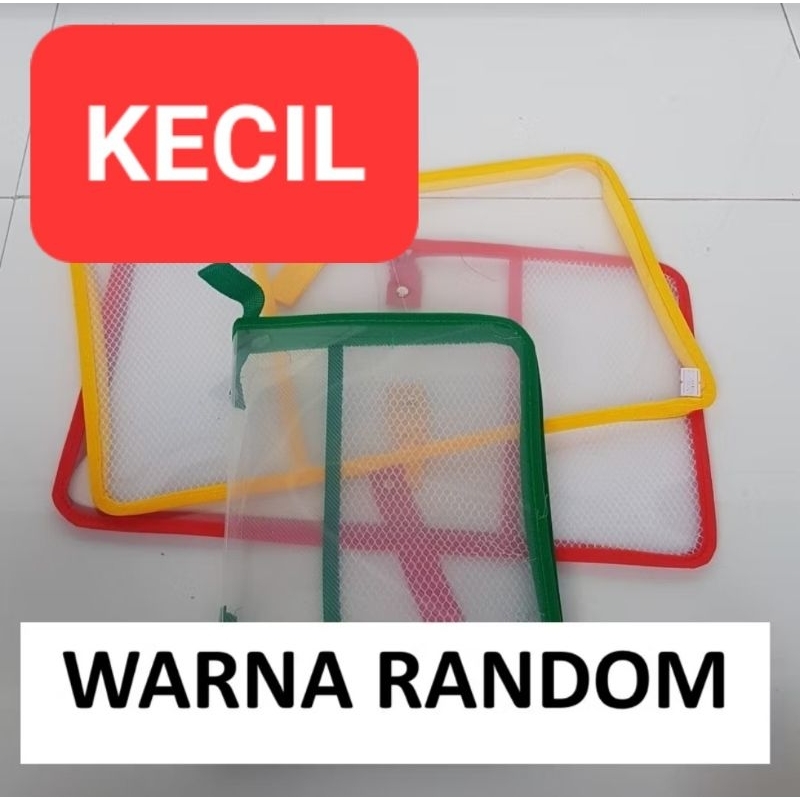 

1 BUAH Map Jala Plastik Resleting Kecil Ukuran Setengah Folio F4 Polos Transparan