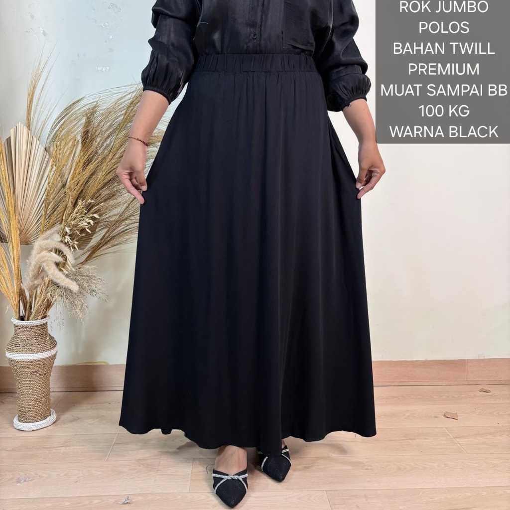 Rok Jumbo Polos Bahan Rayon Twill Premium - Amanda Skirt
