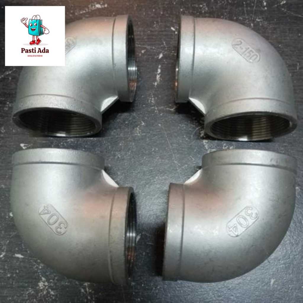 Elbow Knee 1 1/2" Inch Stainless SS304 Drat Dalam 90 Derajat HQ