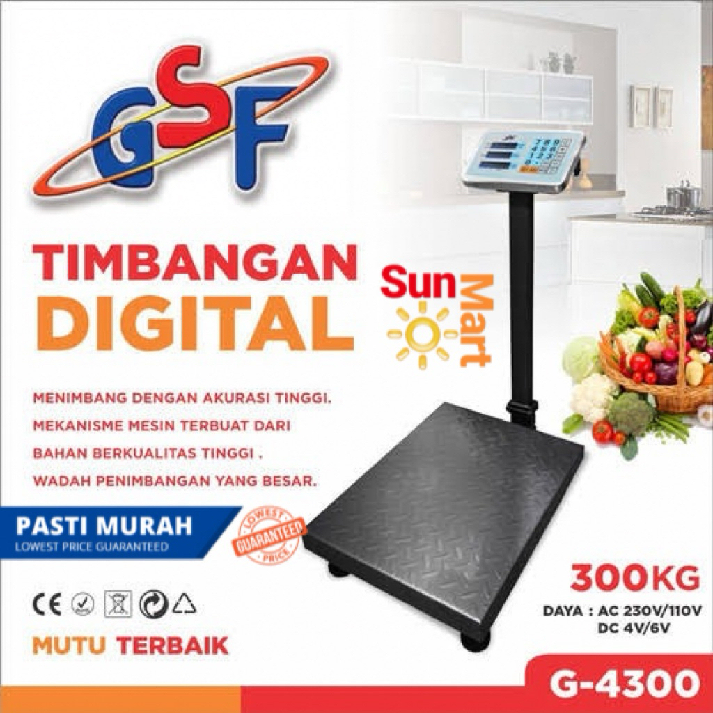 TIMBANGAN DUDUK GSF 4300 / TIMBANGAN DIGITAL BERDIRI GSF4300 KAPASITAS 300KG
