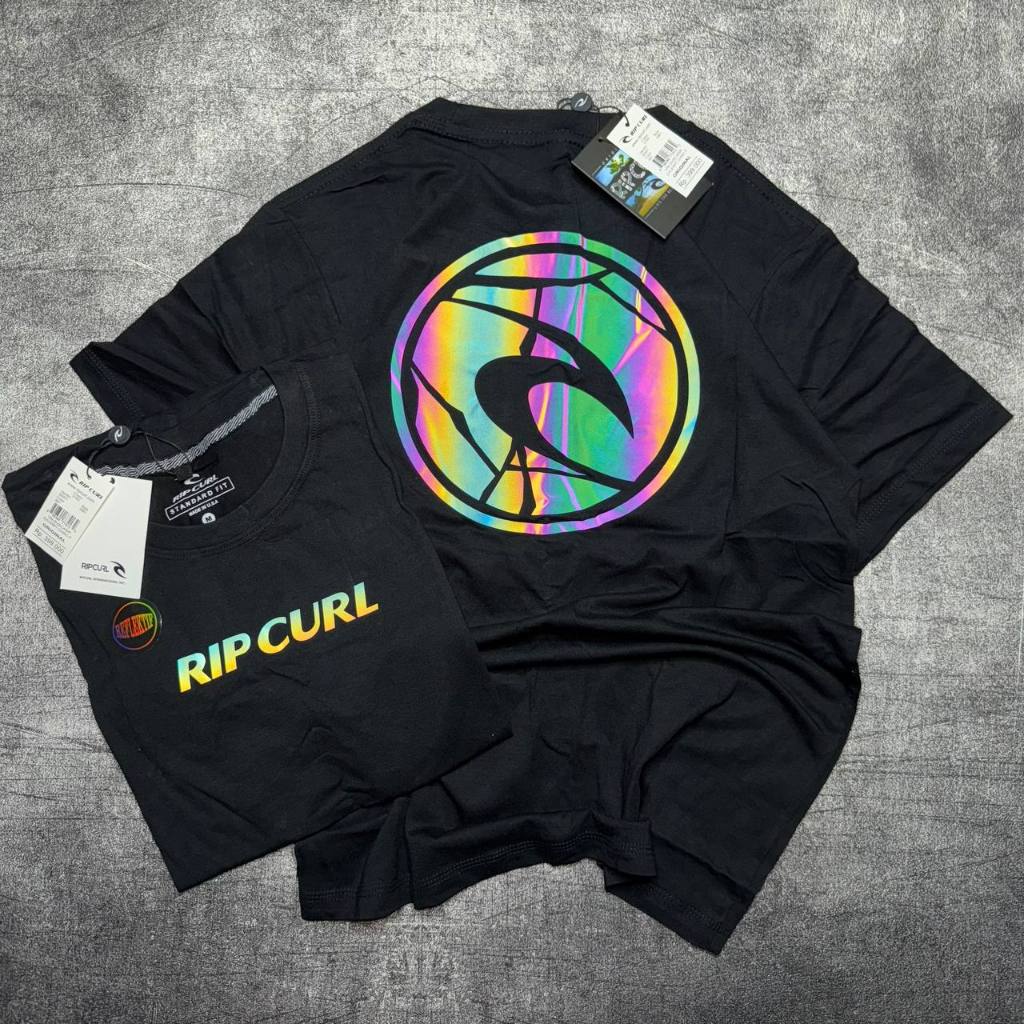 KAOS PRIA KAOS HITAM KAOS RIPCURL COTTON 30S KAOS REFLEKTIF TSHIRT RIPCURL