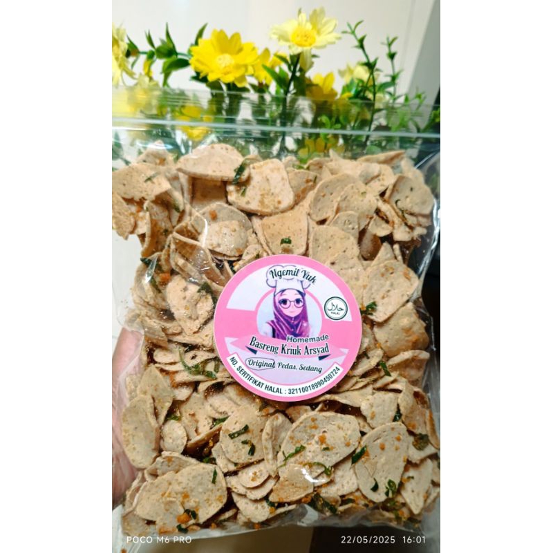 

Basreng kriuk Arsyad, kemasan 500gr, original, sedang dan pedas
