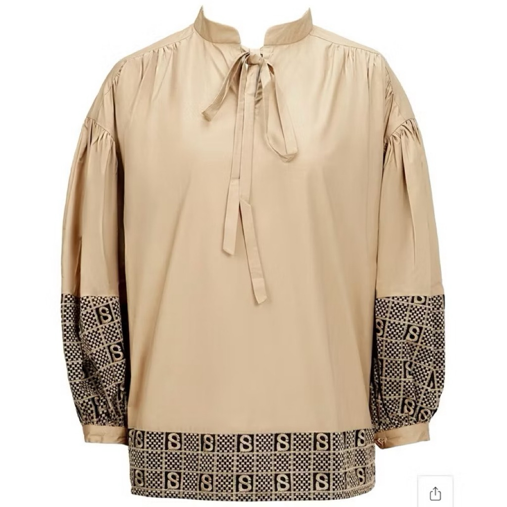 sold out Buttonscarves Monogram Plaid Blouse Beige