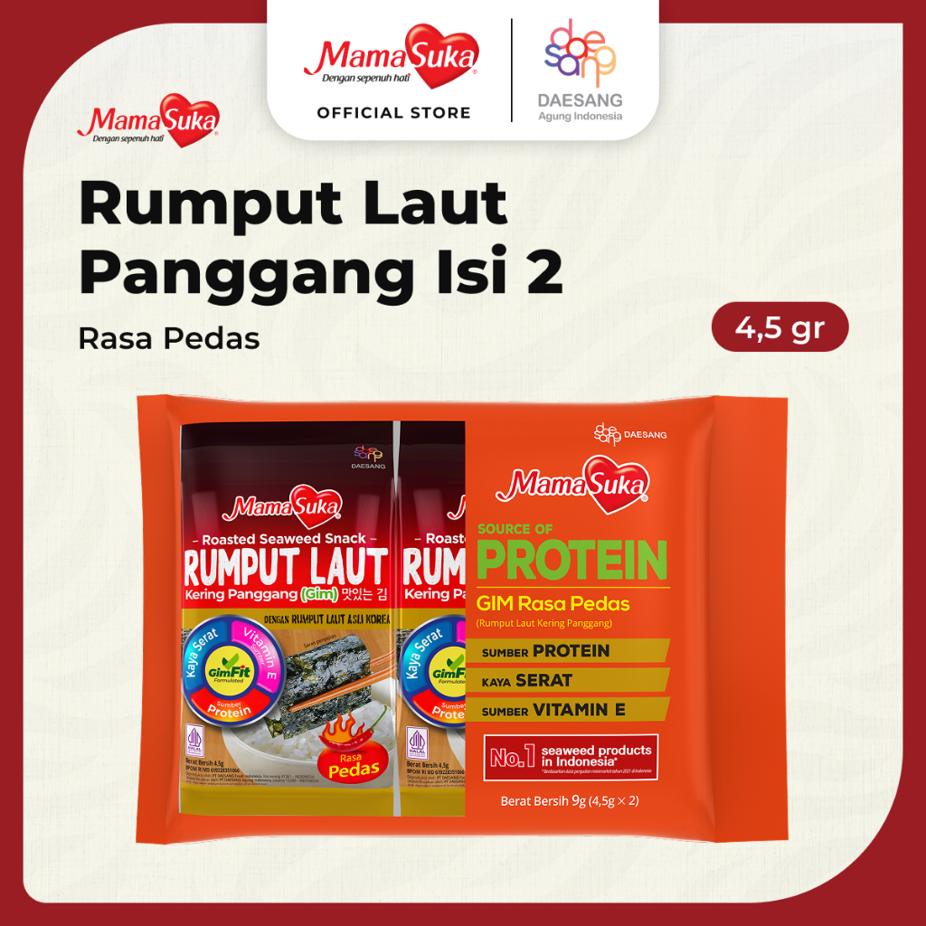 

MamaSuka - Rumput Laut Panggang Pedas Isi 2 @4,5 gr