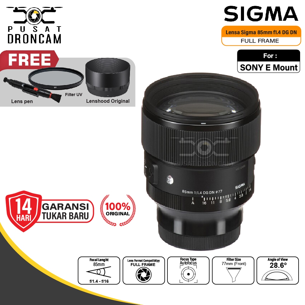 Lensa Sigma 85mm f1.4 DG DN Art Lens for Sony E Sigma 85mm f/1.4