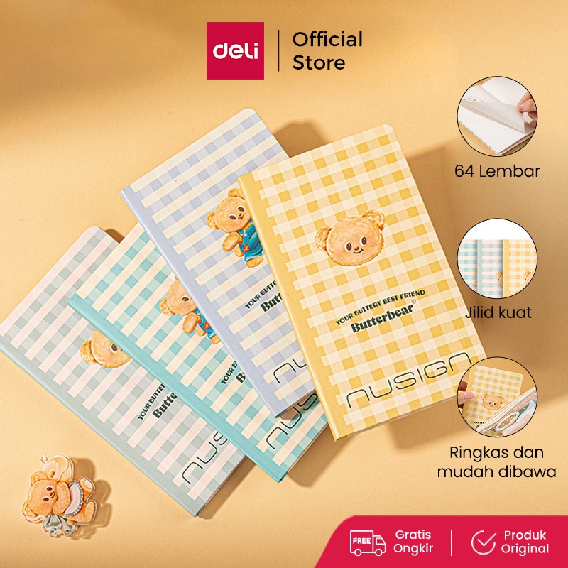 

Deli x Butterbear Buku Catatan Mini / Notebook 64 lembar Jilid Kuat NS348