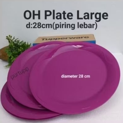 Tupperware Oh Plate Large set 4pc ungu / hijau piring plastik cantik elegant wadah saji tempat makan