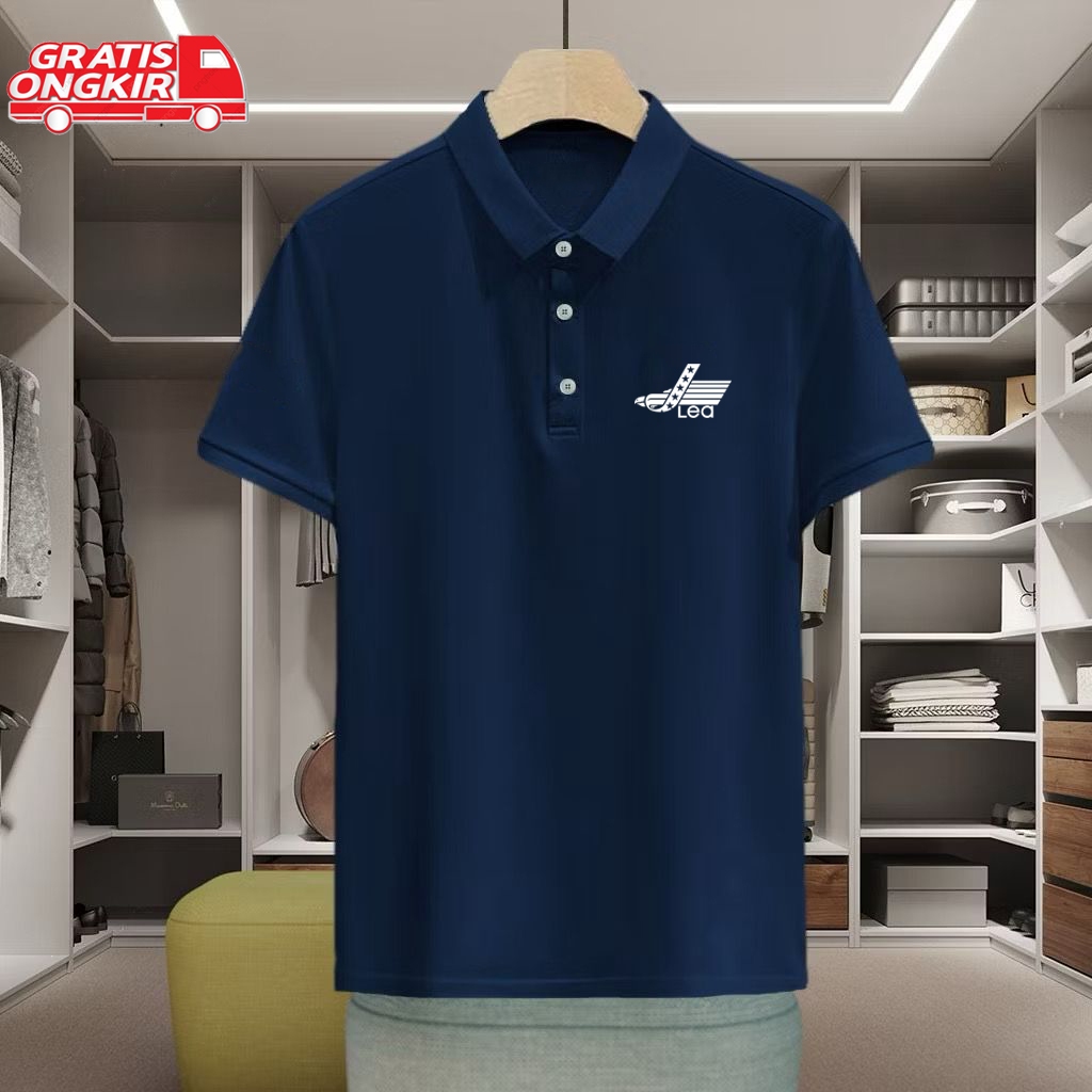 Kaos Polo Lea Motif Putih Kaos Kerah Pria Lengan Pendek Premium Unisex Terlaris