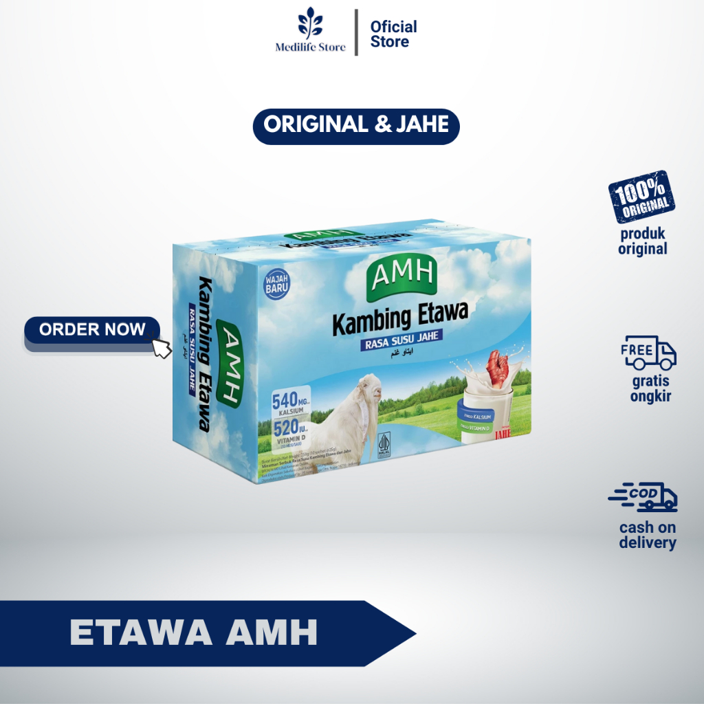 

SUSU KAMBING AMH - susu kambing bubuk original & jahe | 1 box isi 10 sachet | sehat & hangat alami