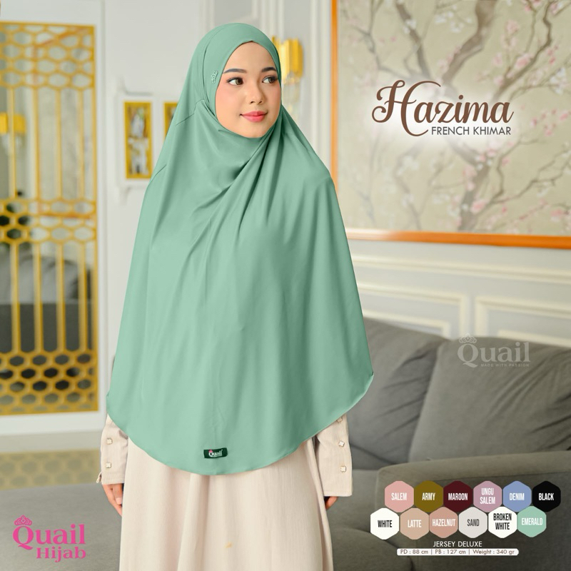 Hazima French Khimar Syar'i Jumbo Original Quail Hijab Premium Jersey PD 88 PB 127 Pet Antem Niqab T