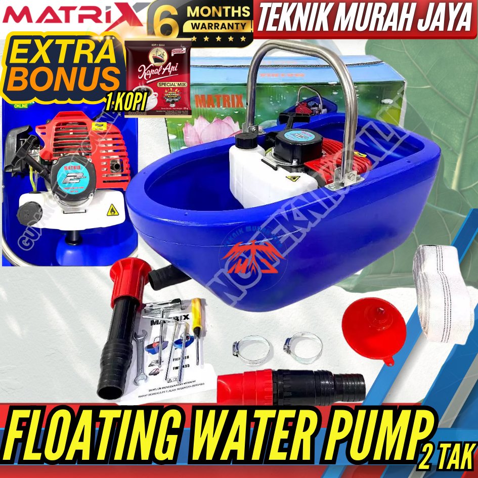MATRIX Mesin Floating Pump FWP520 2 TAK Bensin Pompa Air Ampung Floating Water Pump FWP 520 Irigrasi