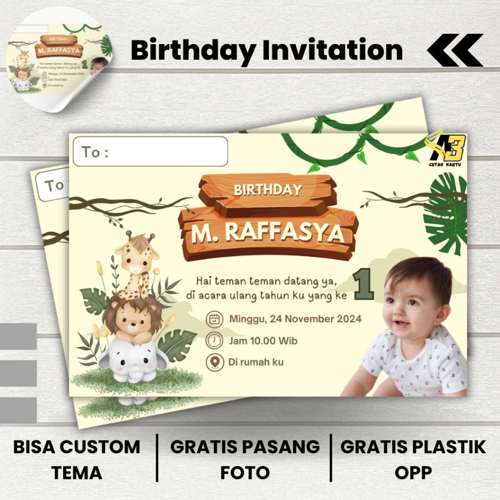 Tumblergrafik Free Plastik Opp Undangan Ulang Tahun Ultah Anak Lucu Tema Animal Zoo Custom