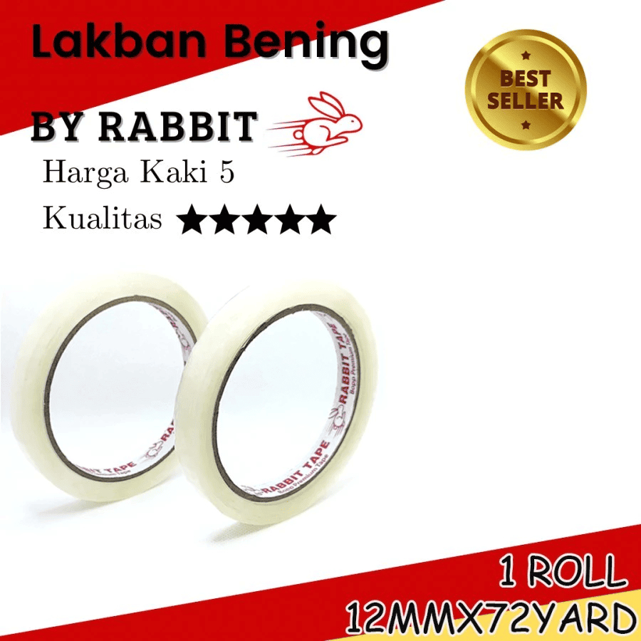 

Lakban Bening OPP RABBIT TAPE 1/2 inch x 72 Yard [12mm] / Lakban