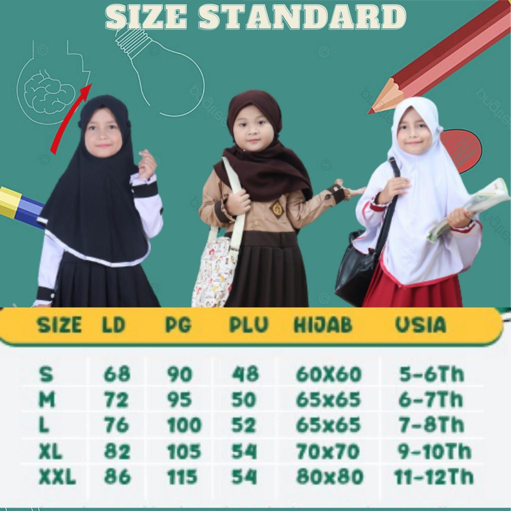 RECOMMENDED Seragam sekolah anak SD Gamis sekolah Simpel / Gamis anak putih hitam no hijab