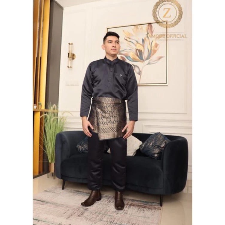 KODE F65P Baju Kurung Melayu Pria Setelan Plus Songket  Baju Melayu Pria Songket Sampin  Baju Kurung
