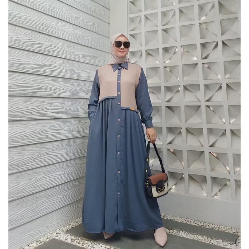 GAMIS TANIA KOMBINASI CEY CRINKLE AIRFLOW PREMIUM LEBARAN TERBARU