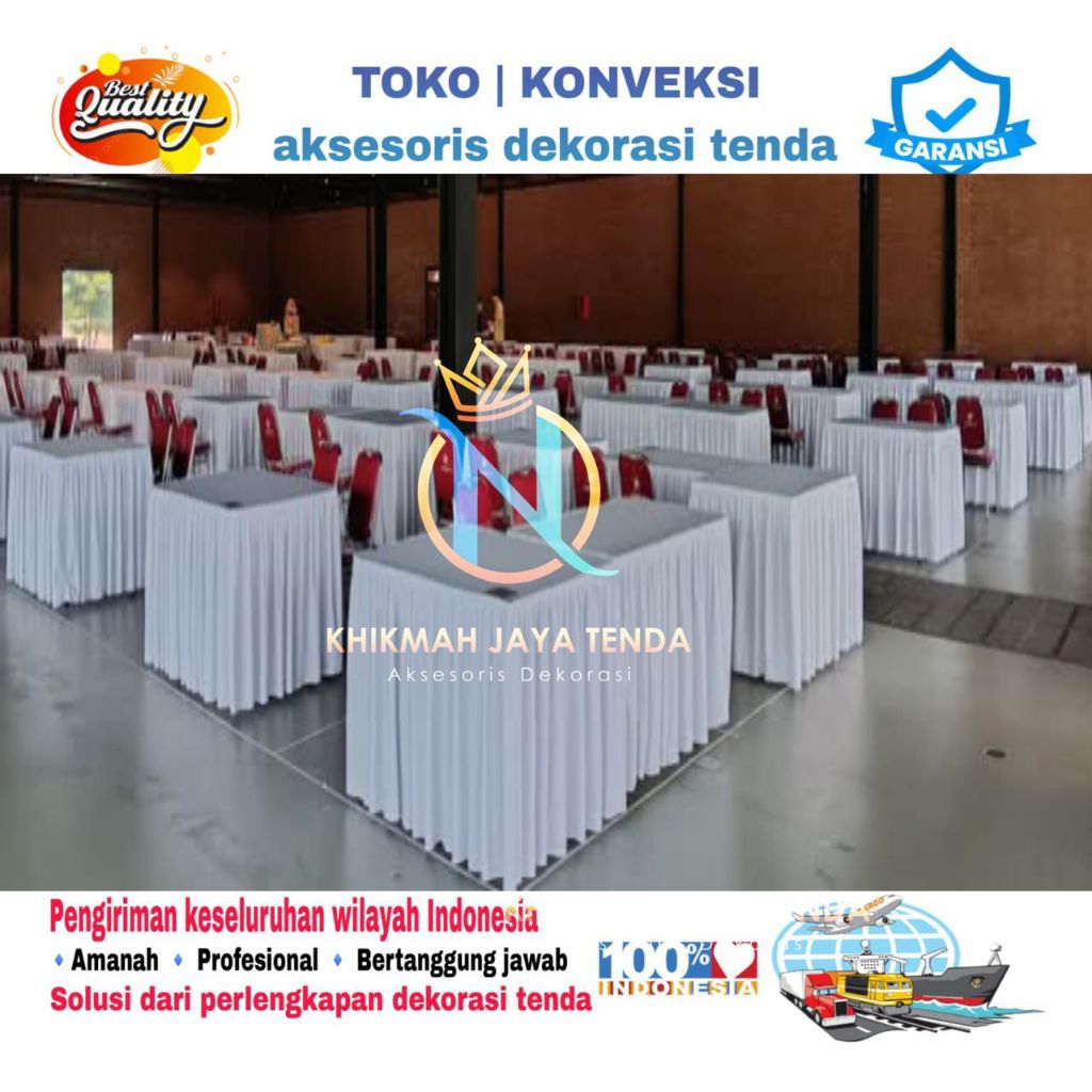 cover meja/taplak meja kantor/pesta/hotel/gedung/meeting type rempel 100x60x75 bahan lotto elegant d