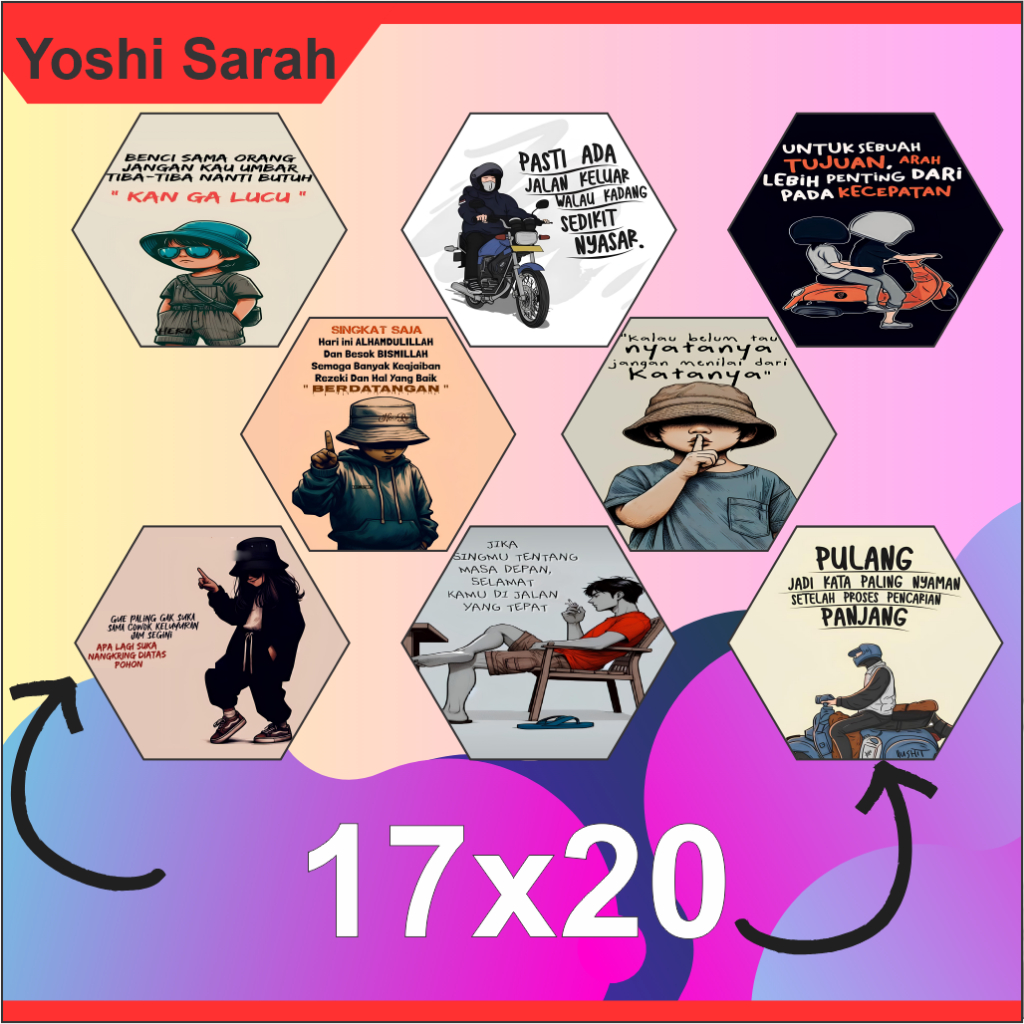 Yoshi Sarah Hiasan Dinding Hexagonal Wall Decor Poster Kayu Pajangan Kamar Tidur 1pcs/PAKET 8 PCS. S