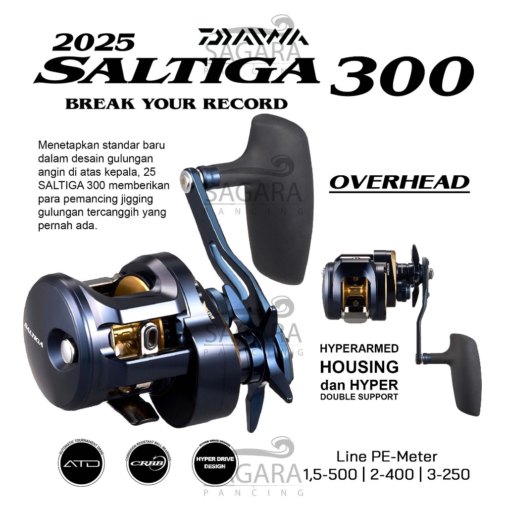 Reel Daiwa Saltiga 300 | Reel Daiwa Saltiga OH | Reel Pancing Over Head Reel OH