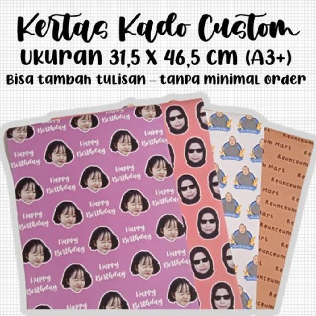 

kertas kado lucu bisa custom free desain 1 hari jadi