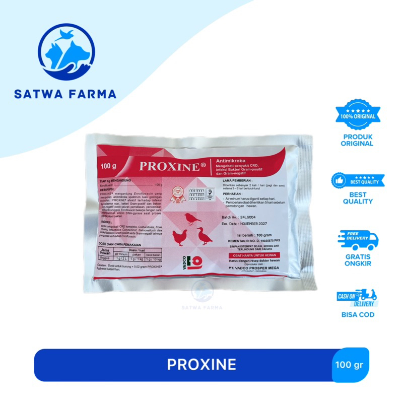PROXINE 100g Obat Ayam unggas, Flu Pilek Batuk Snot, Coryza, CRD