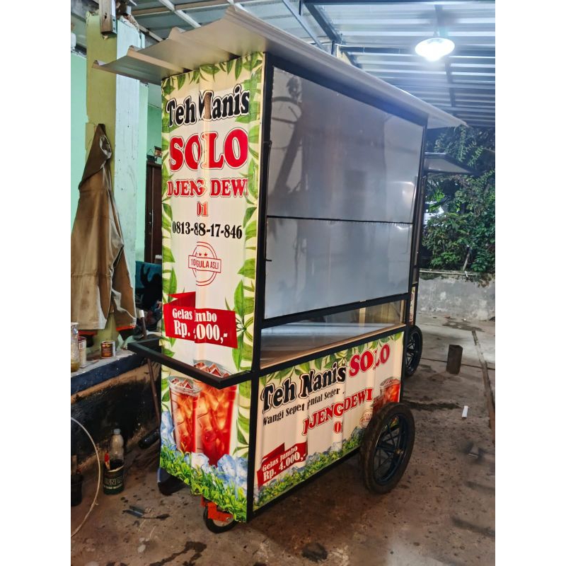 Gerobak Jualan Es Teh Solo Murah - Booth Es Teh Paket Usaha Besi Galvanis Siap Jualan