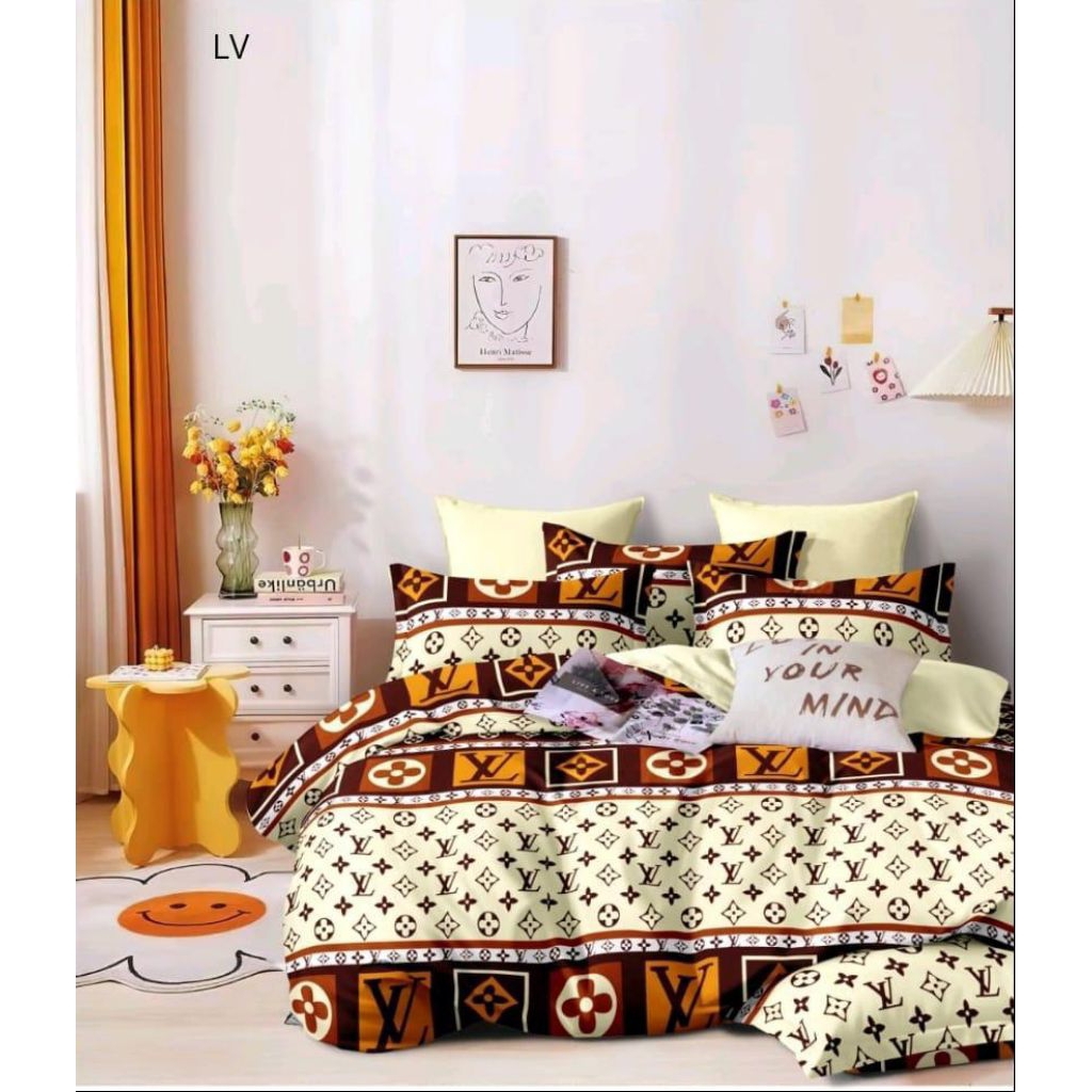 Bed Cover Set Motif LV - Ukuran Lengkap Bisa Custom - sunflower_oficial