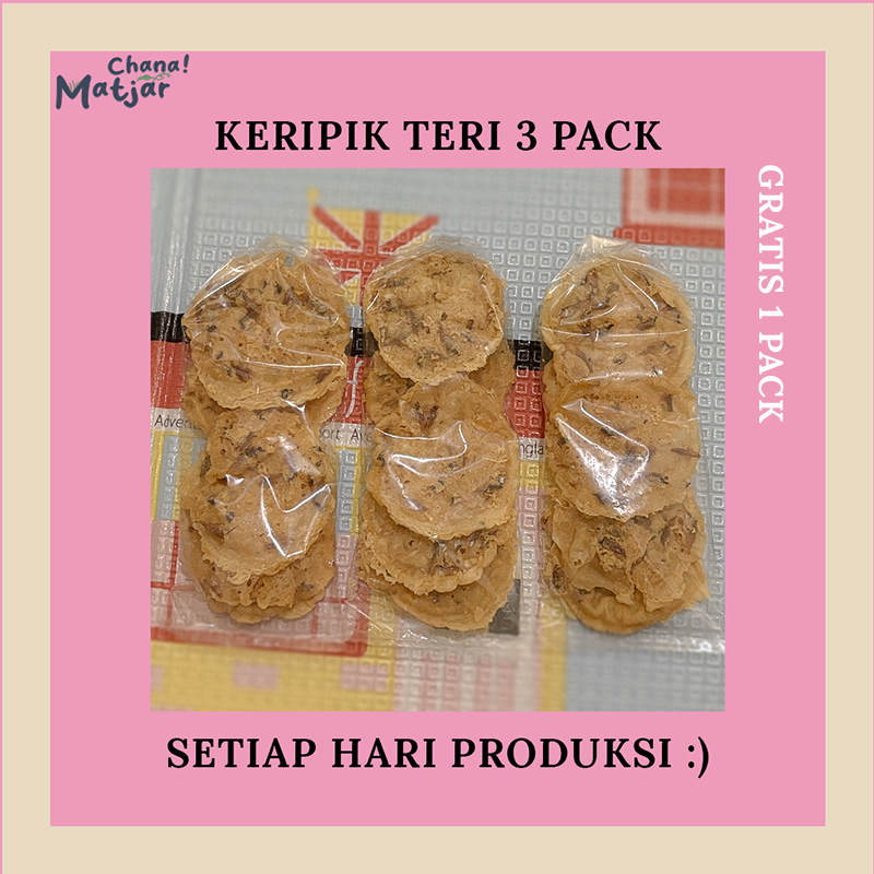 

Peyek Teri 3 Pack Gratis 1 Pack Cemilan Keripik Makanan Ringan